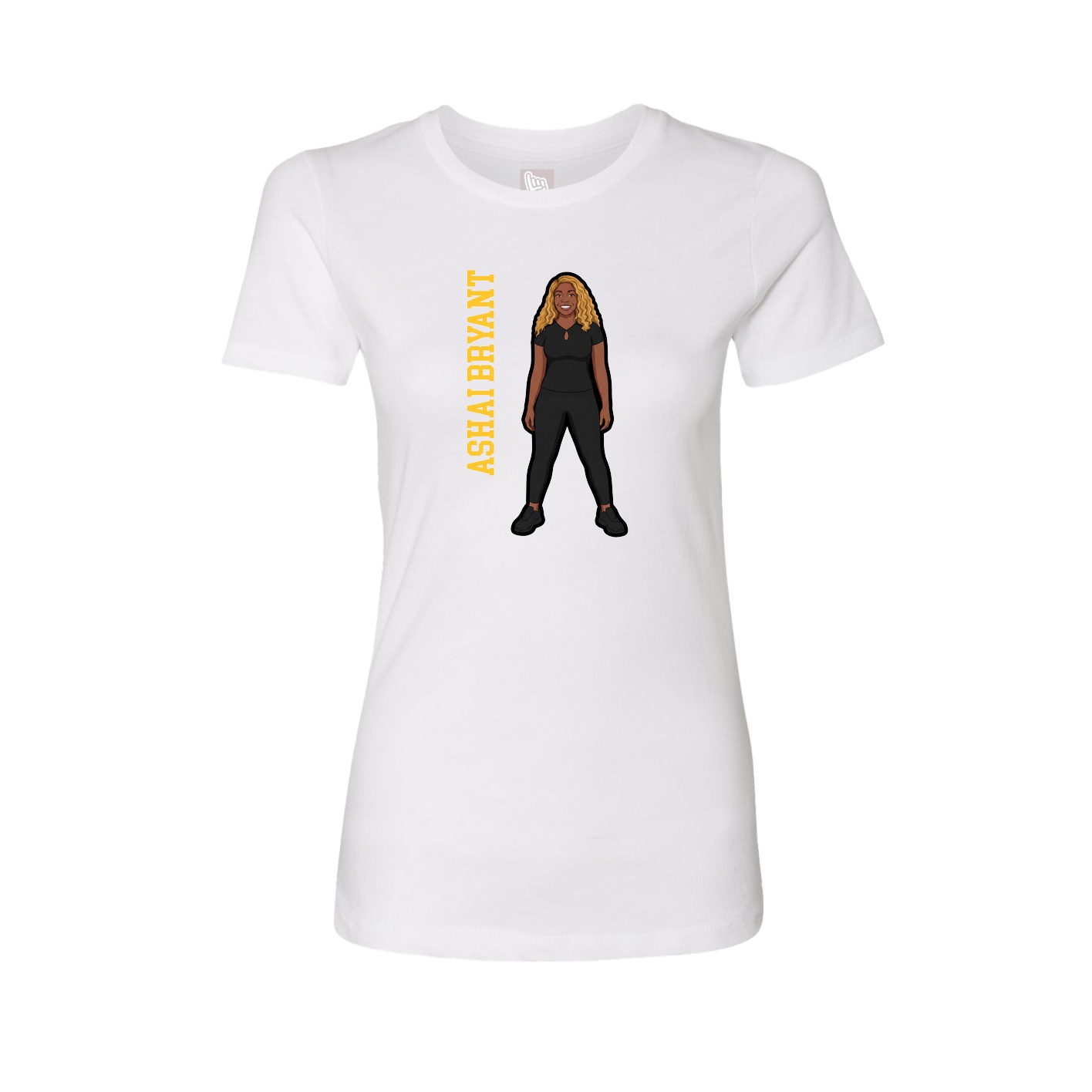 Womens Tee — Name Vertical in White