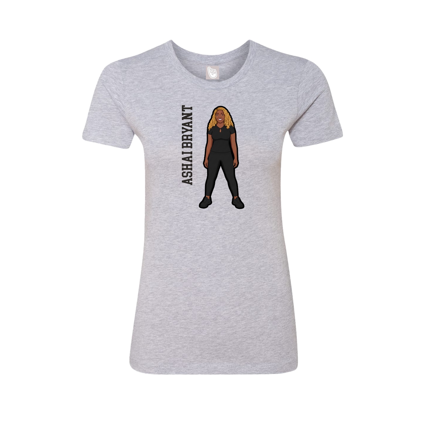 Womens Tee — Name Vertical in Grey