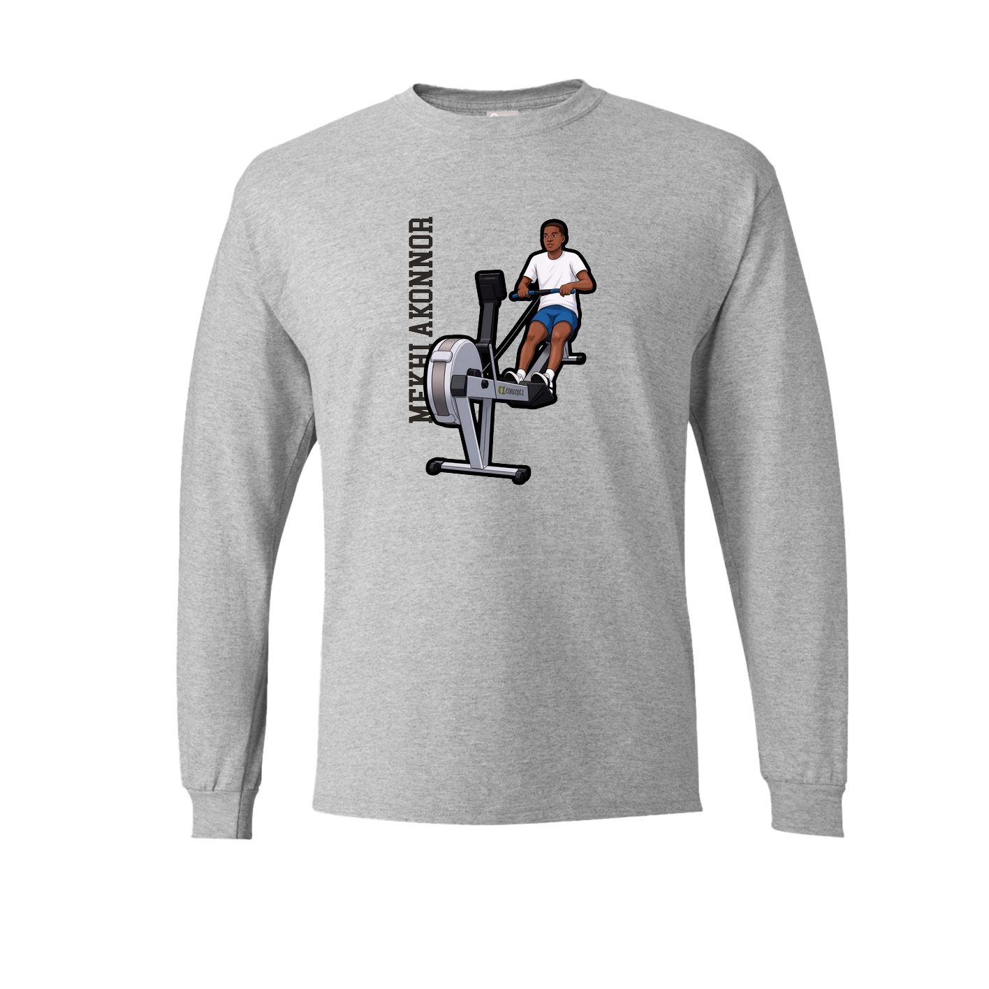 Long Sleeve Tee — Name Vertical in Grey