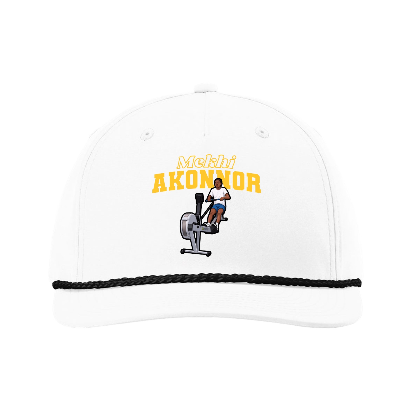 Five-Panel Classic Rope Cap — Name Arch in White
