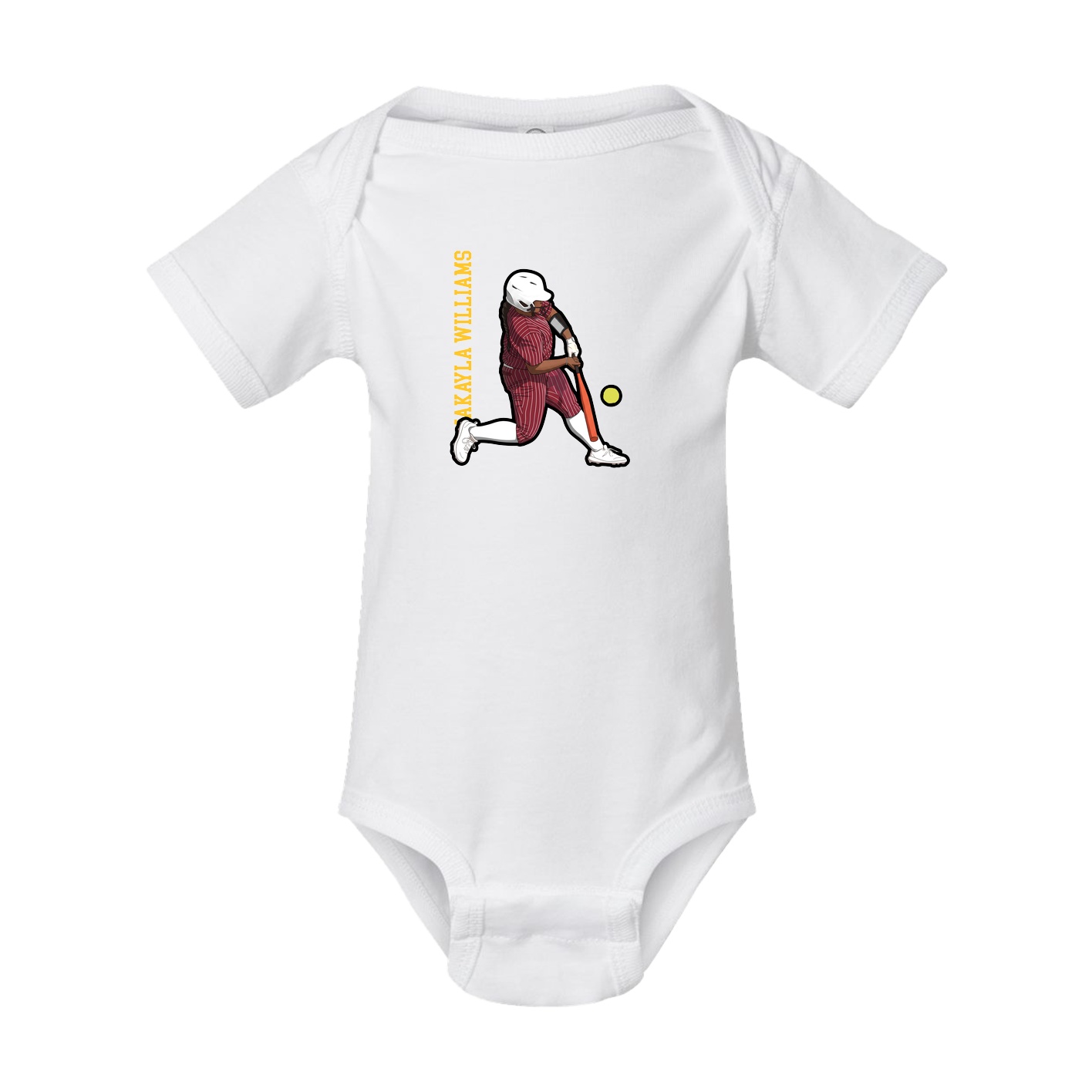 Baby Onesie — Name Vertical in White