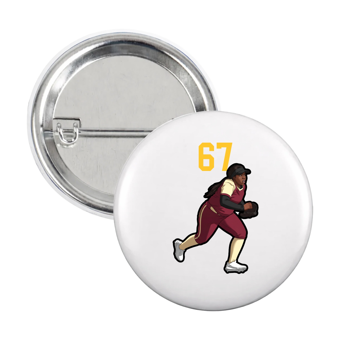Game Day Button — Number Top in White