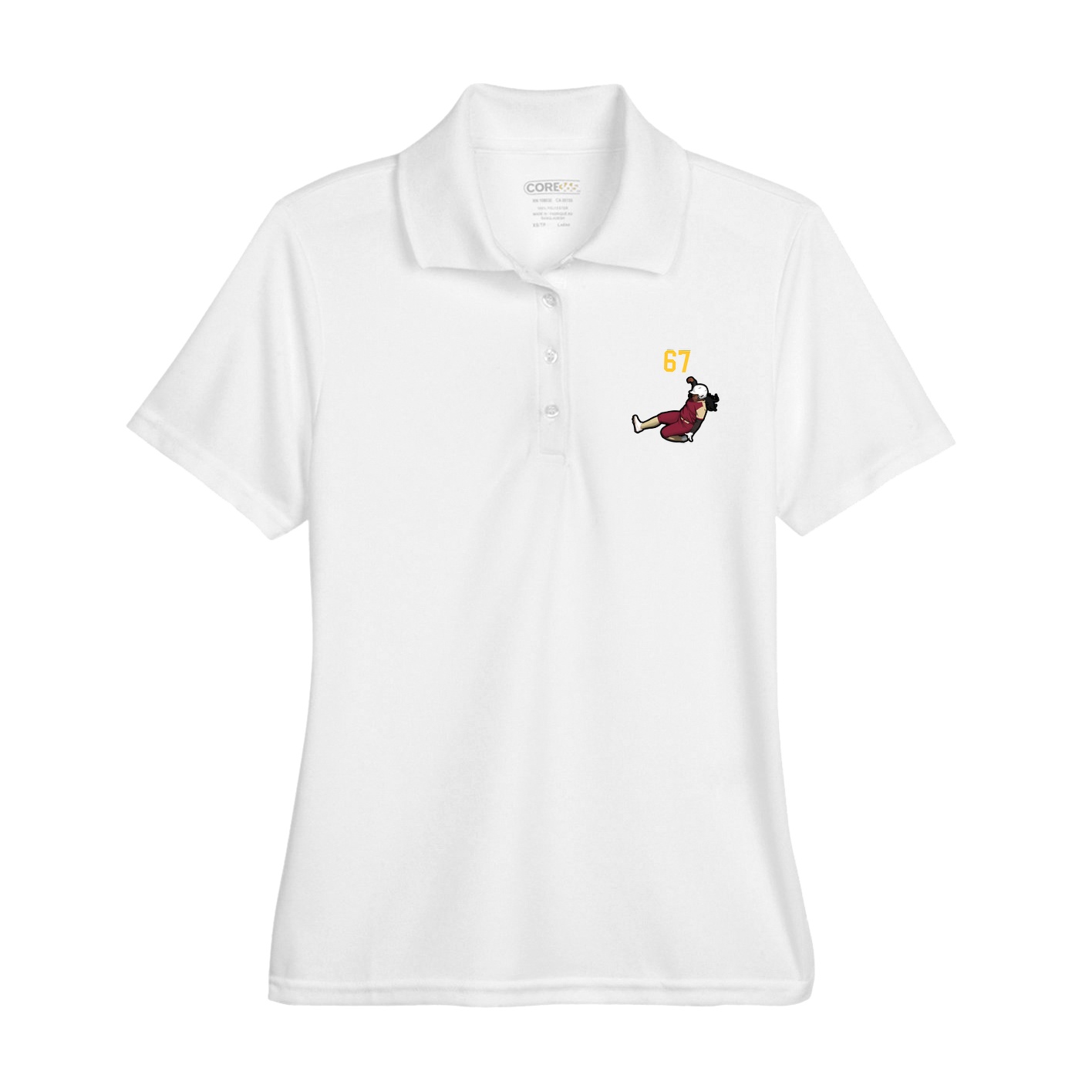 Womens Performance Polo — Number Top in White