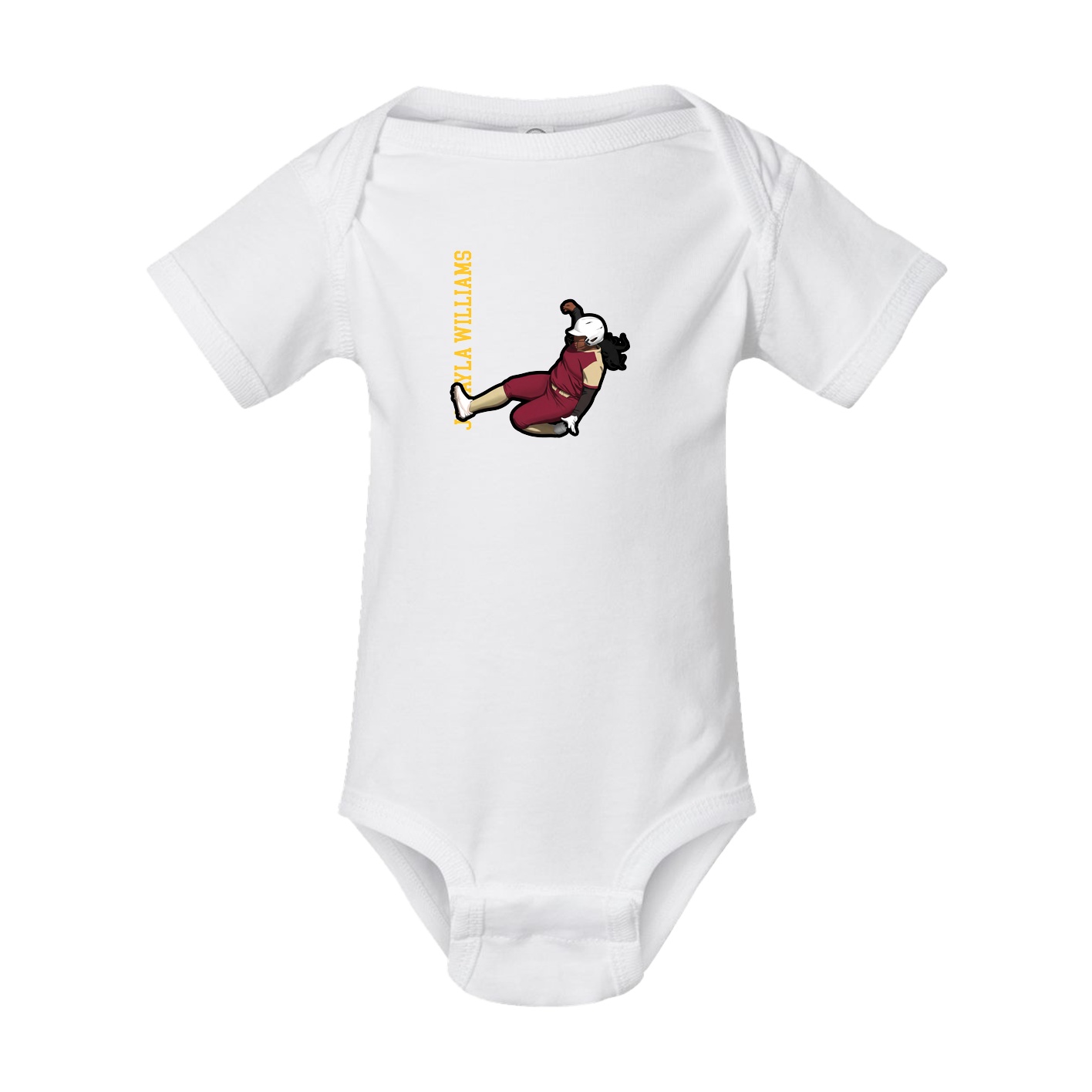 Baby Onesie — Name Vertical in White