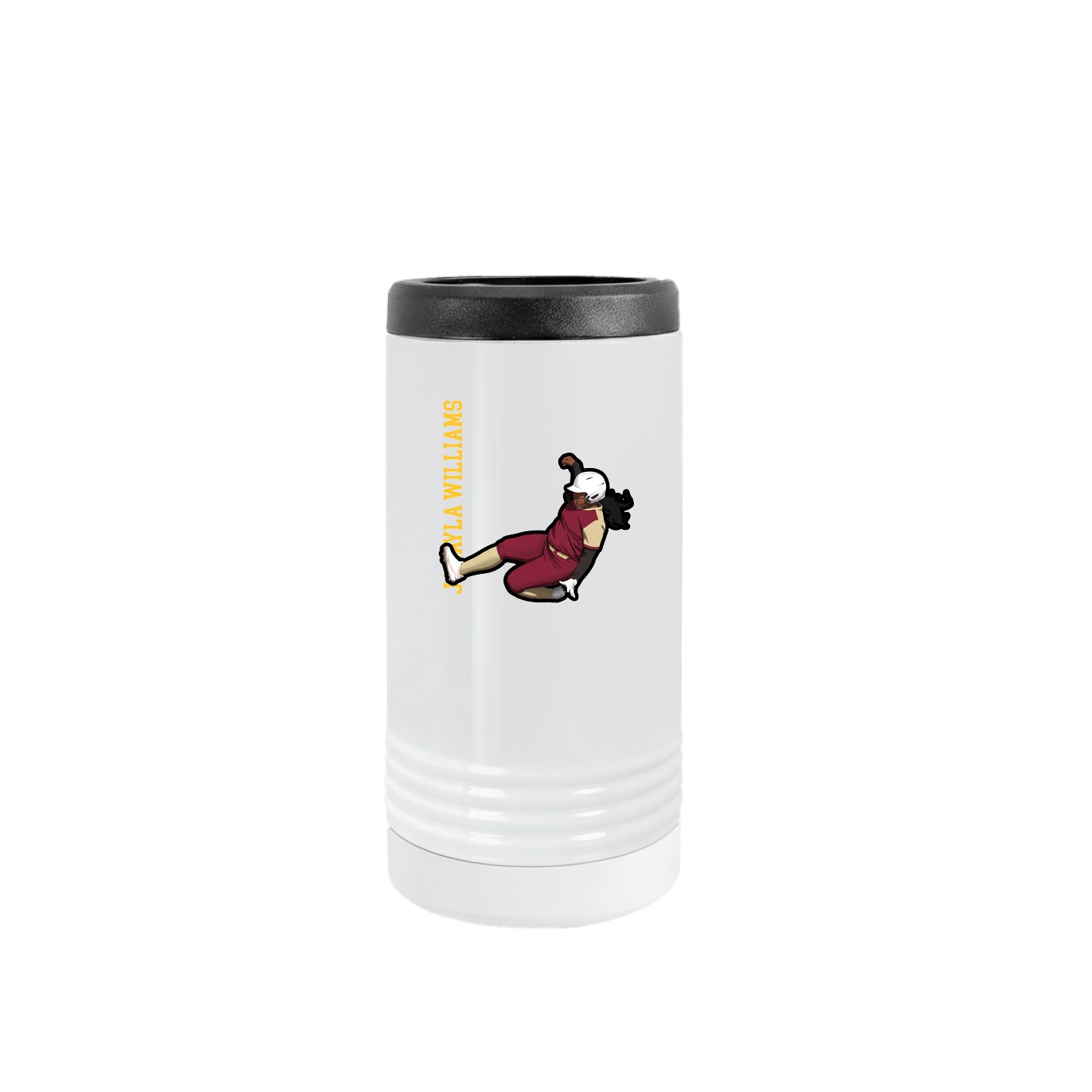 Slim Beverage Holder — Name Vertical in White