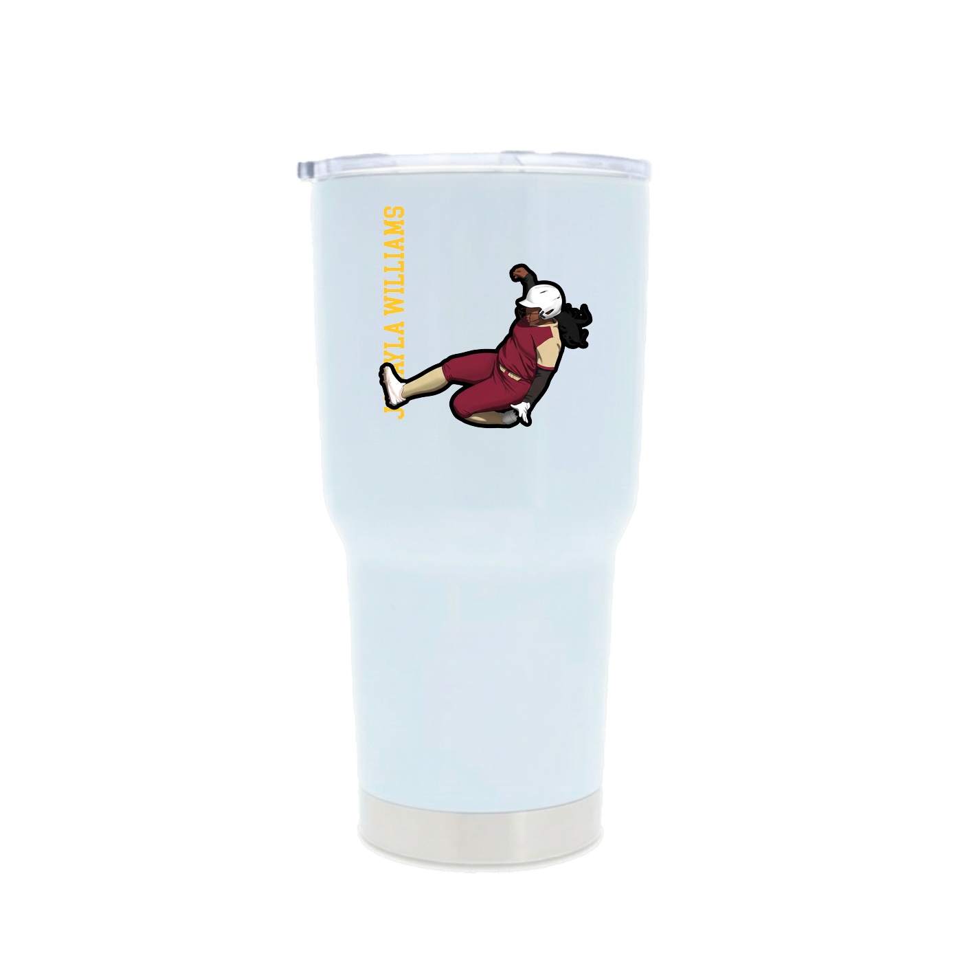 30oz Stainless Steel Tumbler — Name Vertical in White