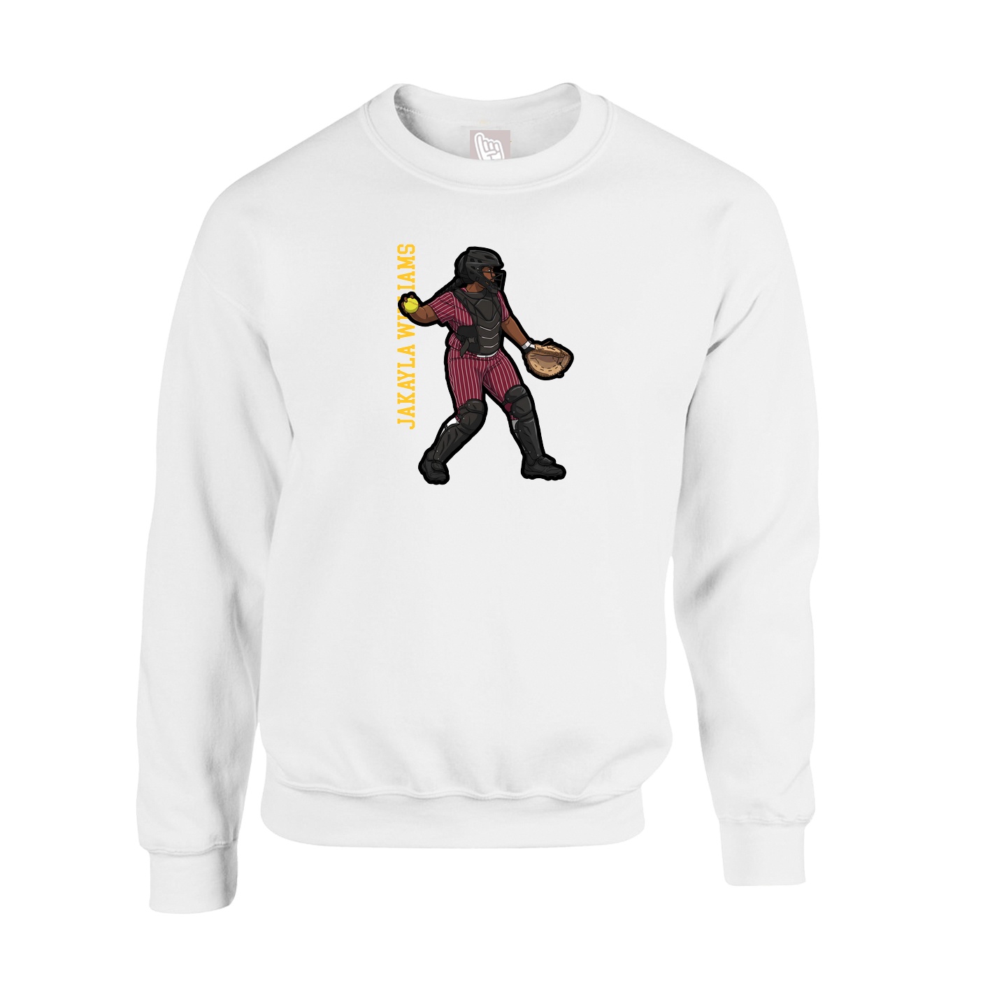 Fleece Crew — Name Vertical in White