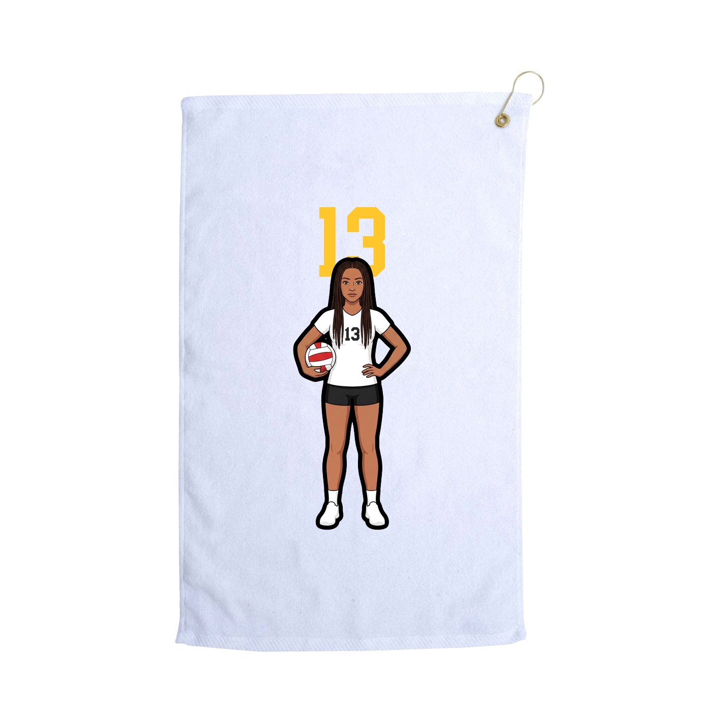 Golf Towel — Number Top in White