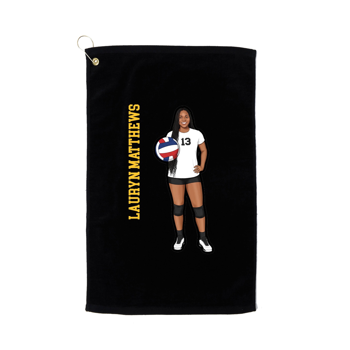 Golf Towel — Name Vertical in Black