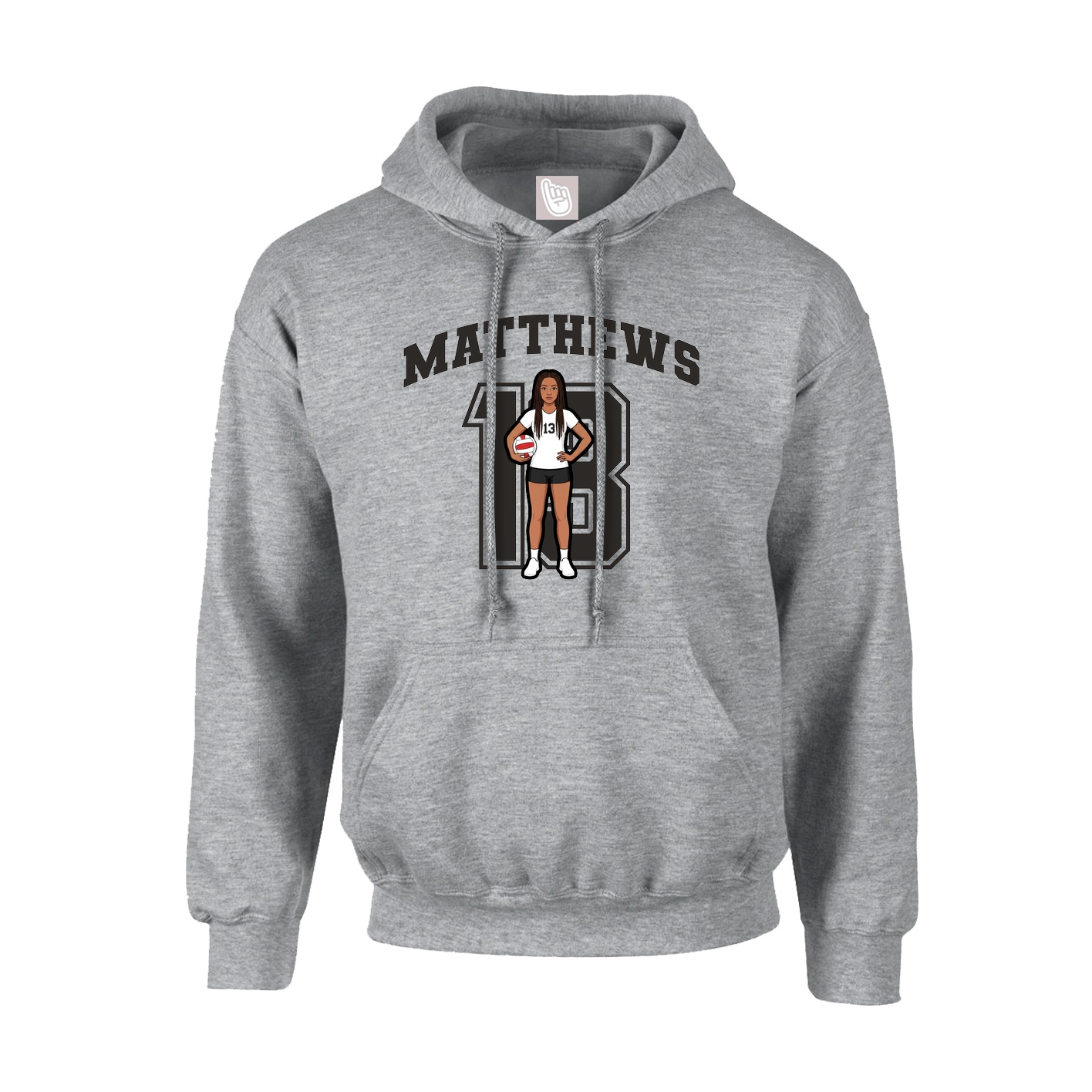 Youth Hoodie — Number in Grey