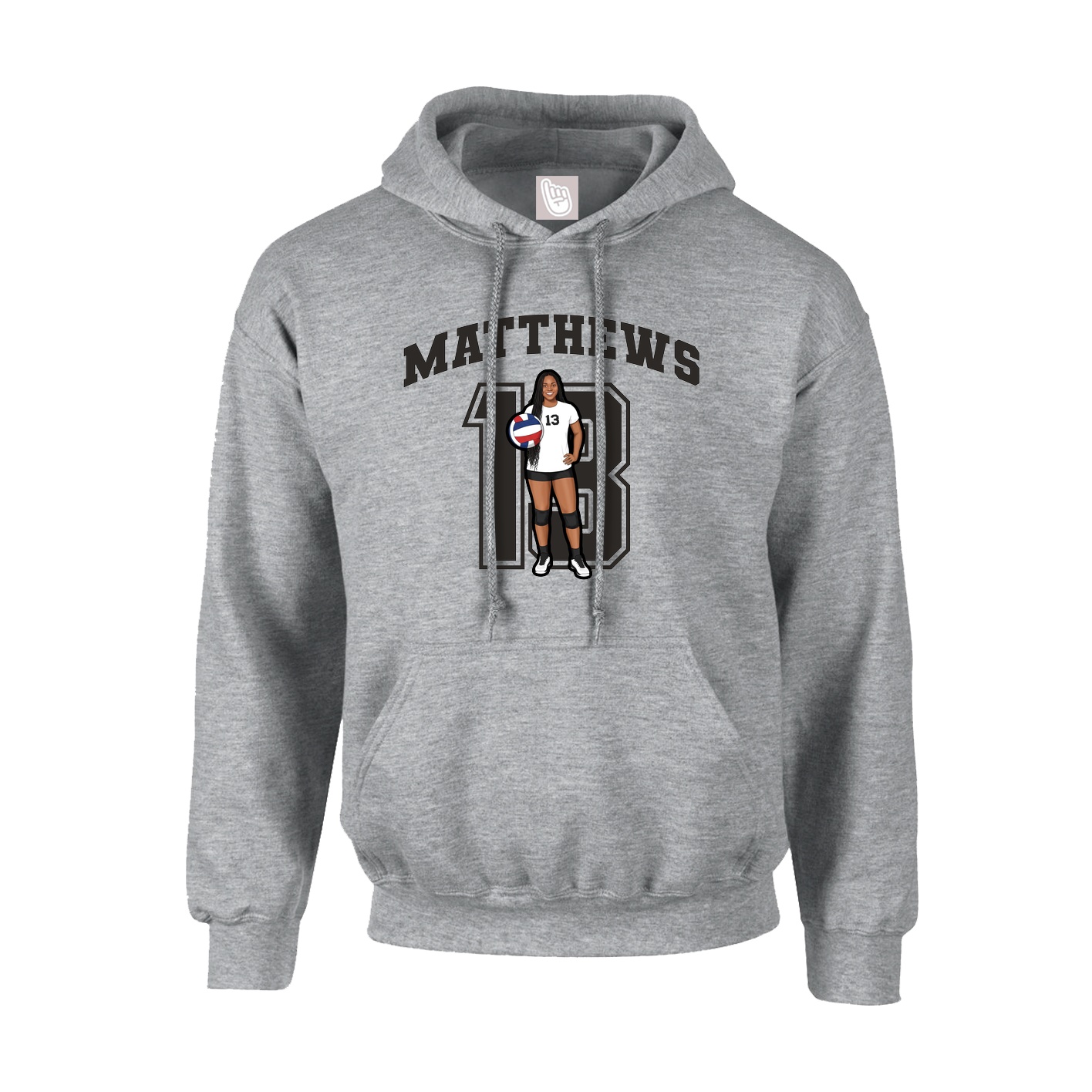 Youth Hoodie — Number in Grey