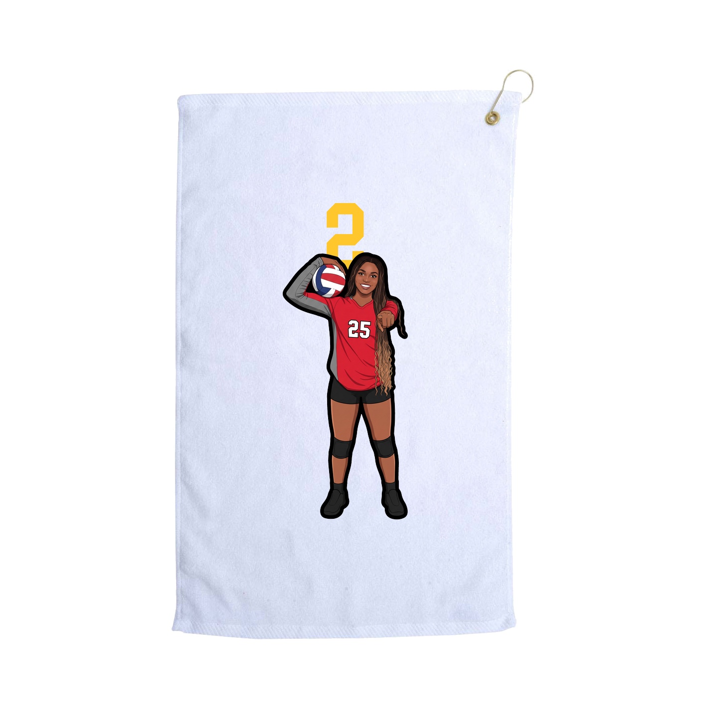 Golf Towel — Number Top in White