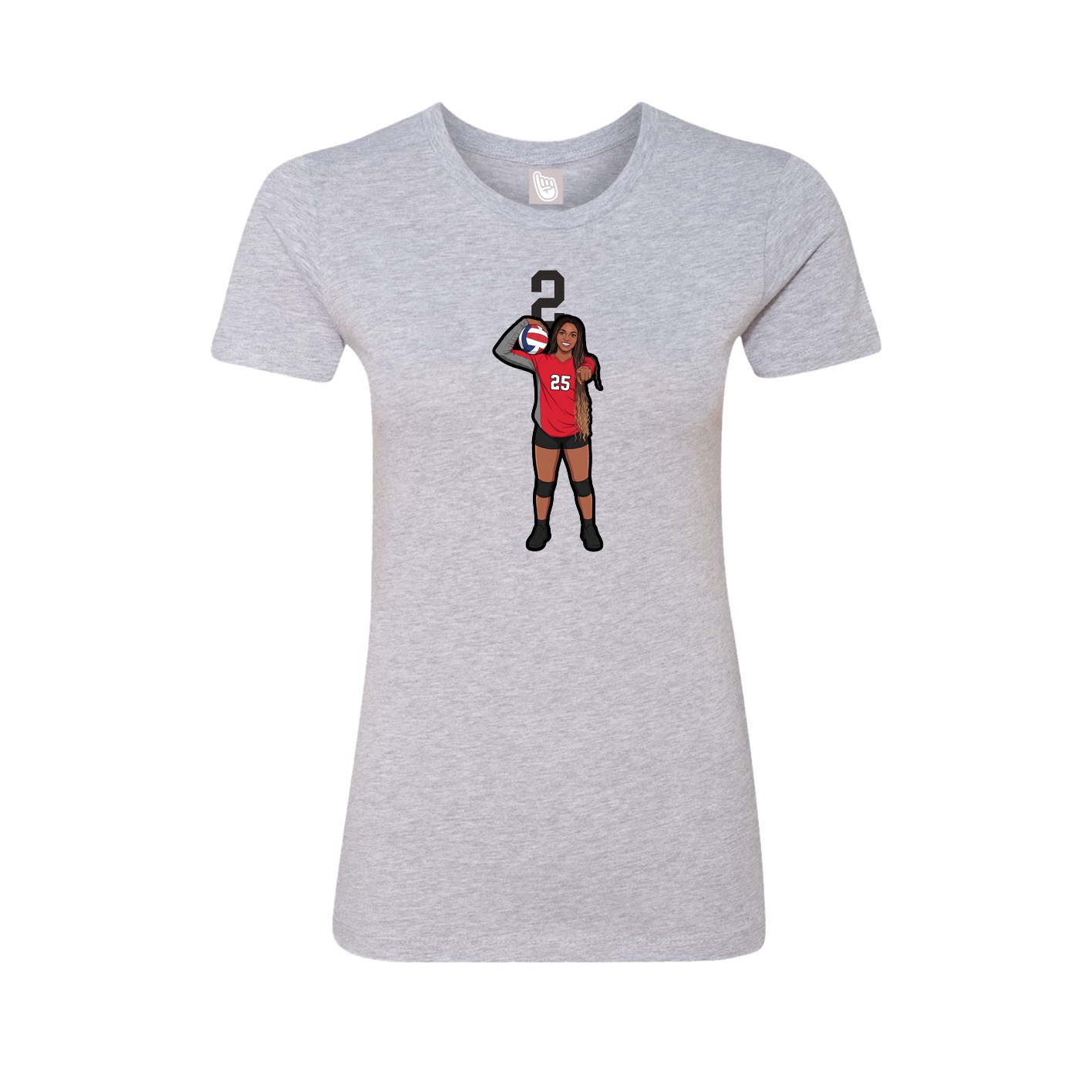 Fitted Women's Tee — Number Top in Grey