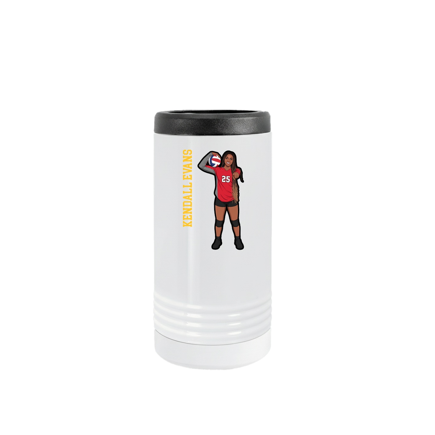 Slim Beverage Holder — Name Vertical in White