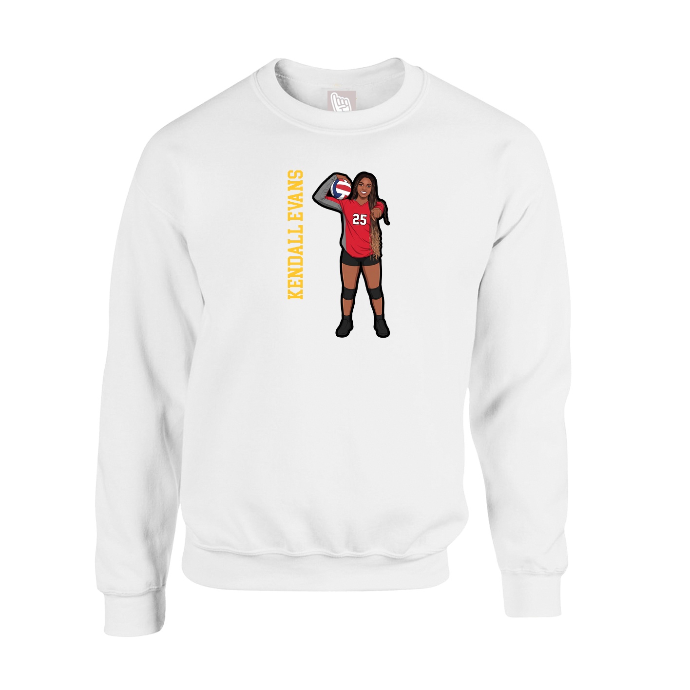 Fleece Crew — Name Vertical in White