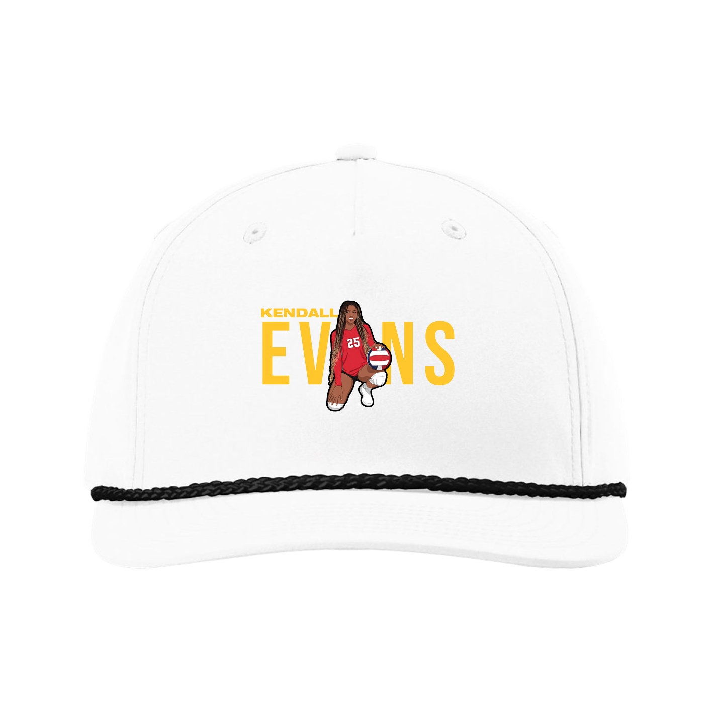 Five-Panel Classic Rope Cap — Player Name in White