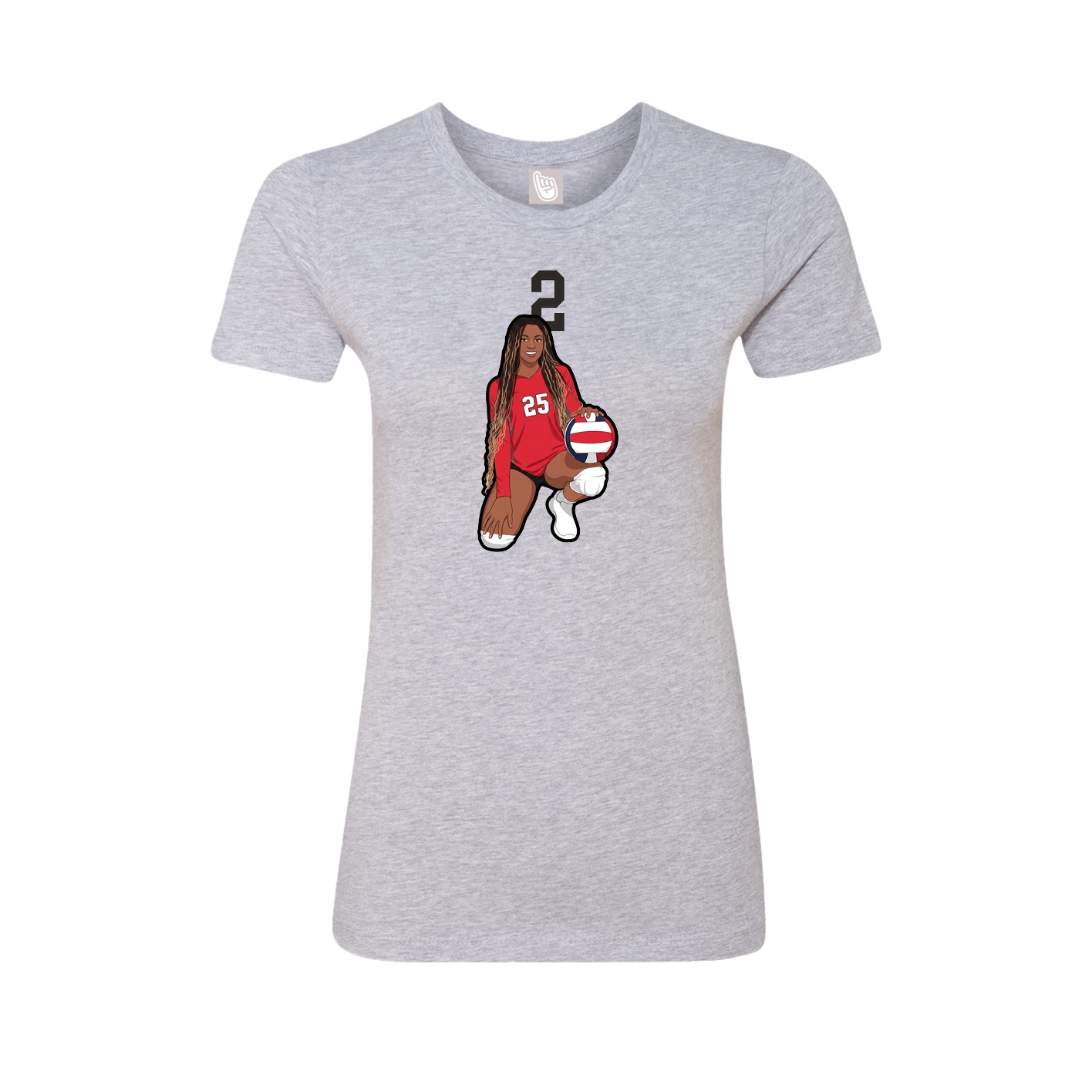 Fitted Women's Tee — Number Top in Grey