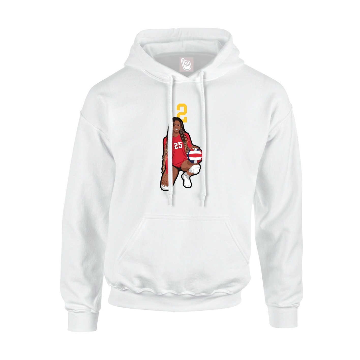 Youth Hoodie — Number Top in White