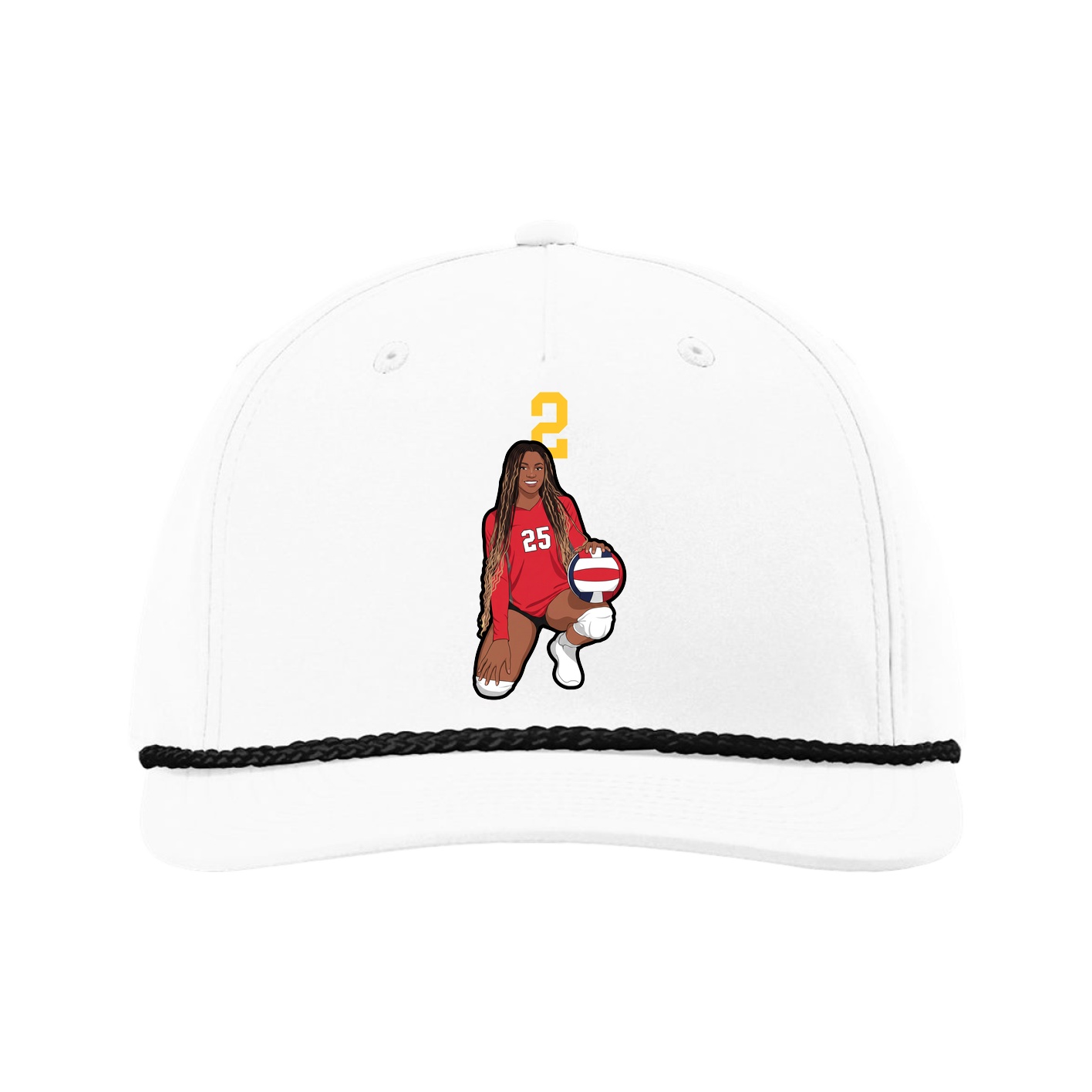 Five-Panel Classic Rope Cap — Number Top in White