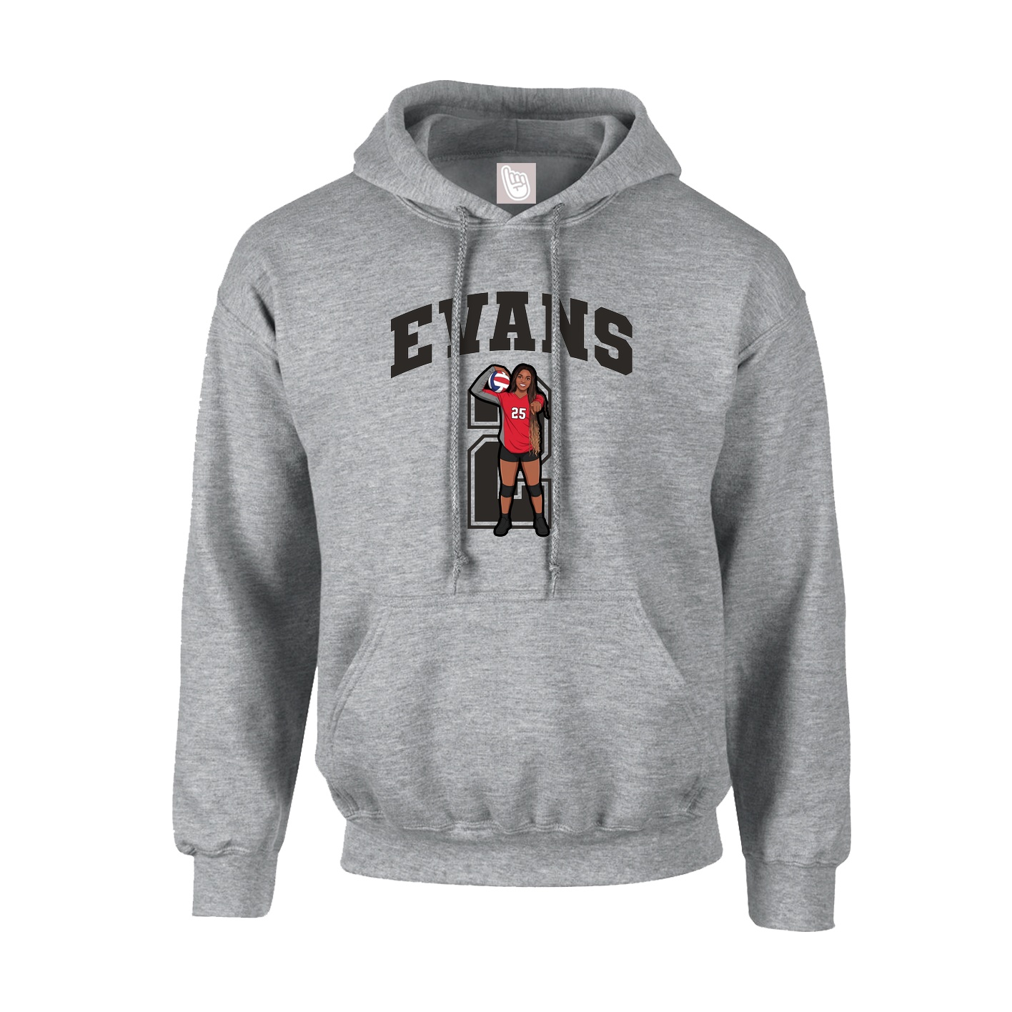 Youth Hoodie — Number in Grey