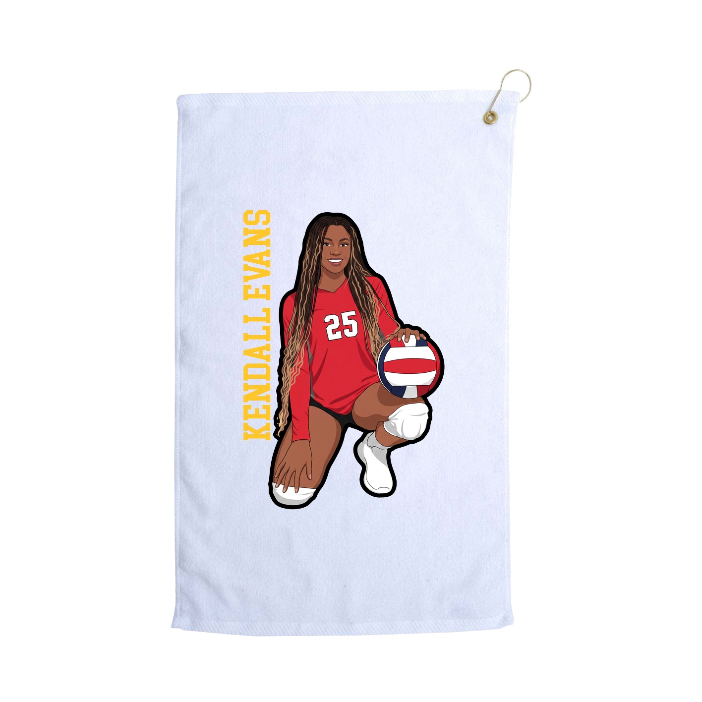 Golf Towel — Name Vertical in White