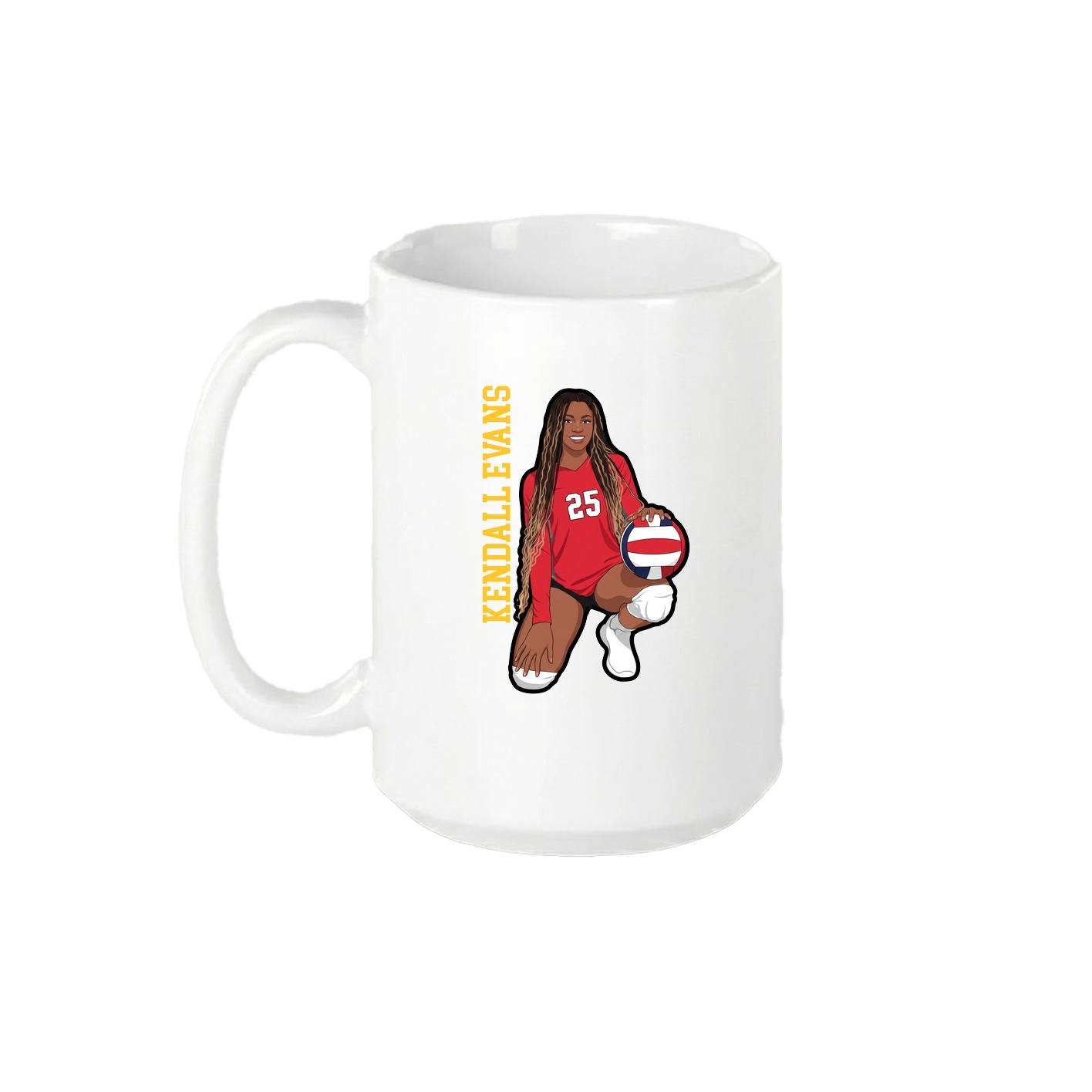 15oz Coffee Mug — Name Vertical in White