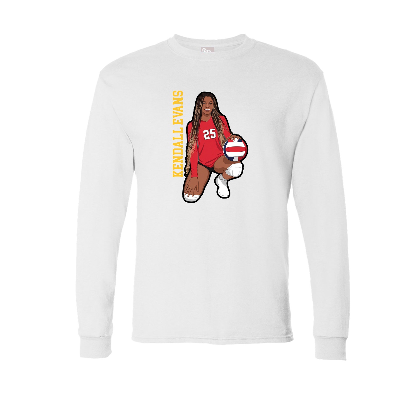 Long Sleeve Tee — Name Vertical in White