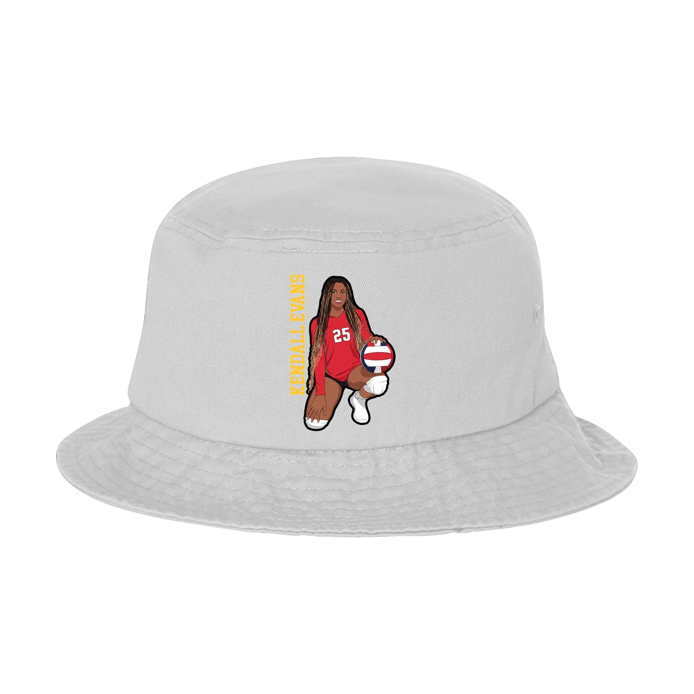 Bucket Cap — Name Vertical in White