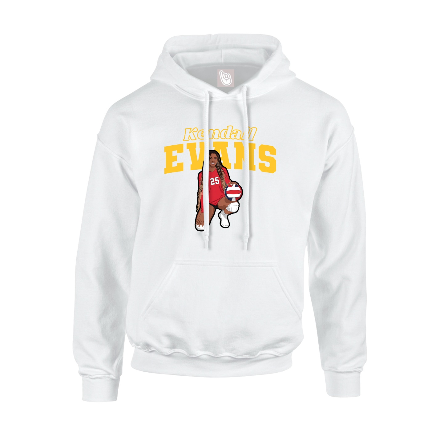 Youth Hoodie — Name Arch in White