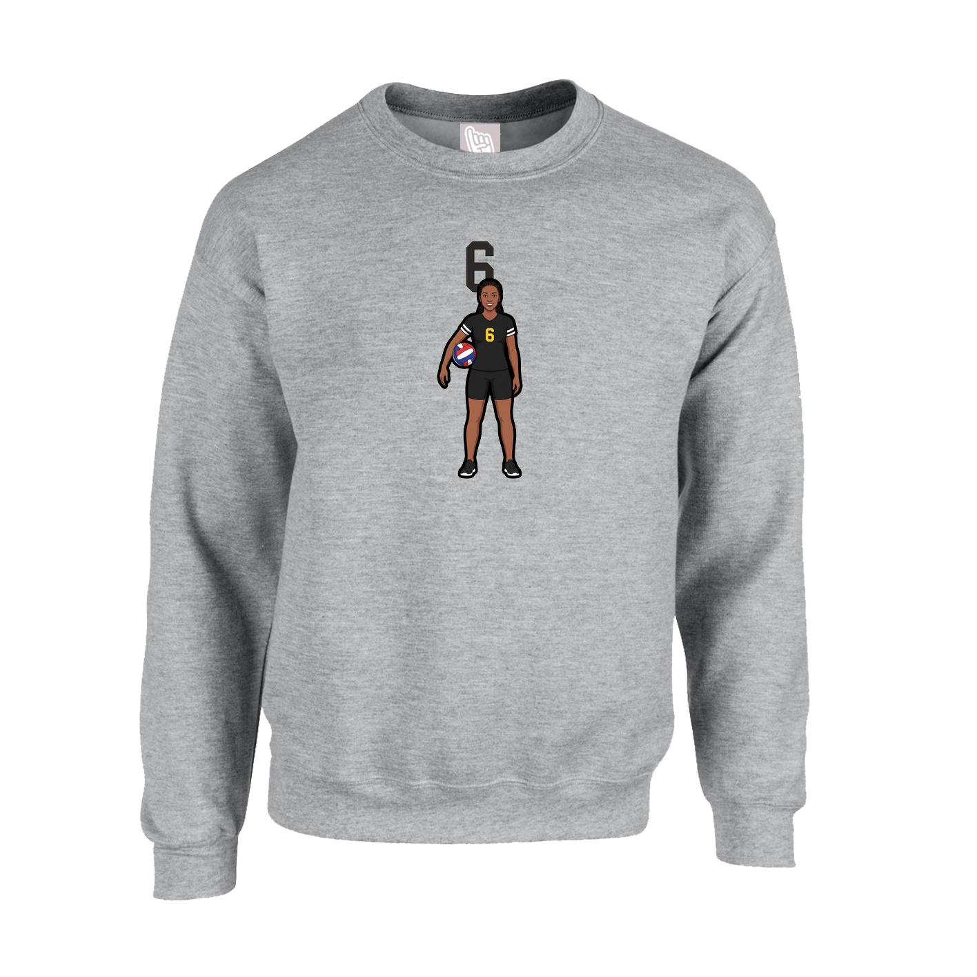 Fleece Crew — Number Top in Grey