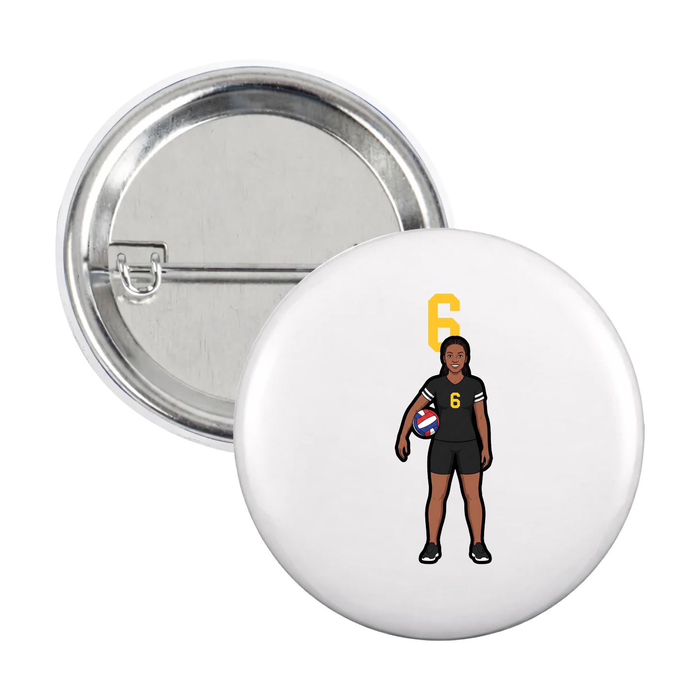 Game Day Button — Number Top in White
