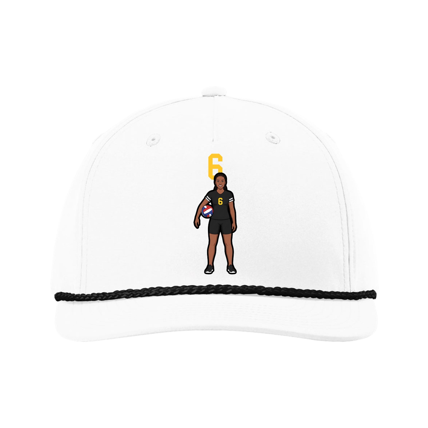 Five-Panel Classic Rope Cap — Number Top in White