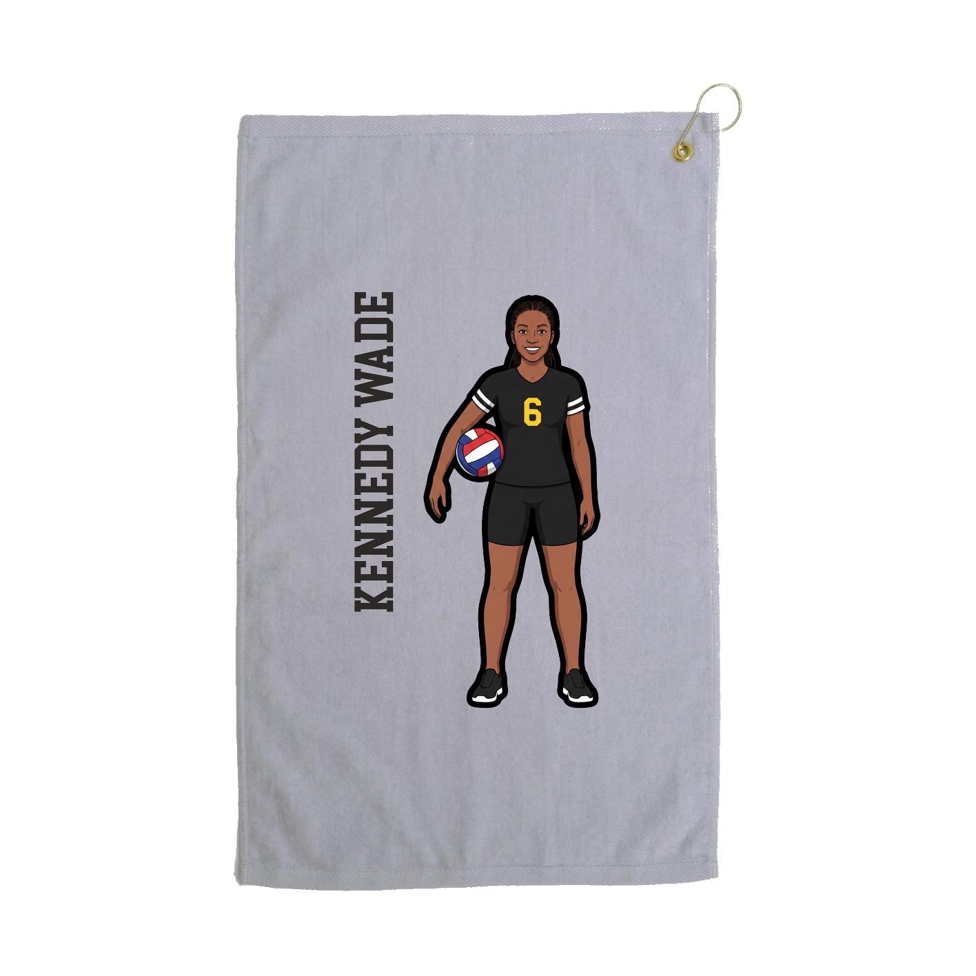 Golf Towel — Name Vertical in Grey