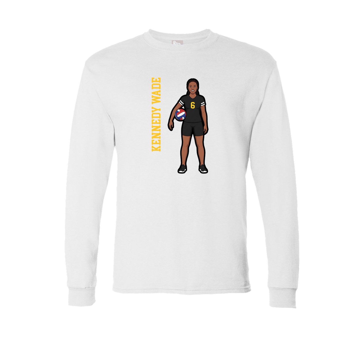 Long Sleeve Tee — Name Vertical in White