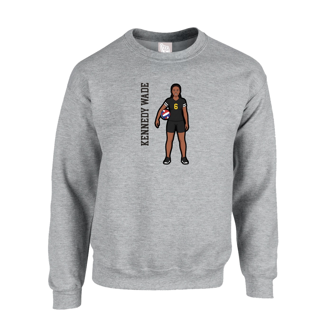 Fleece Crew — Name Vertical in Grey