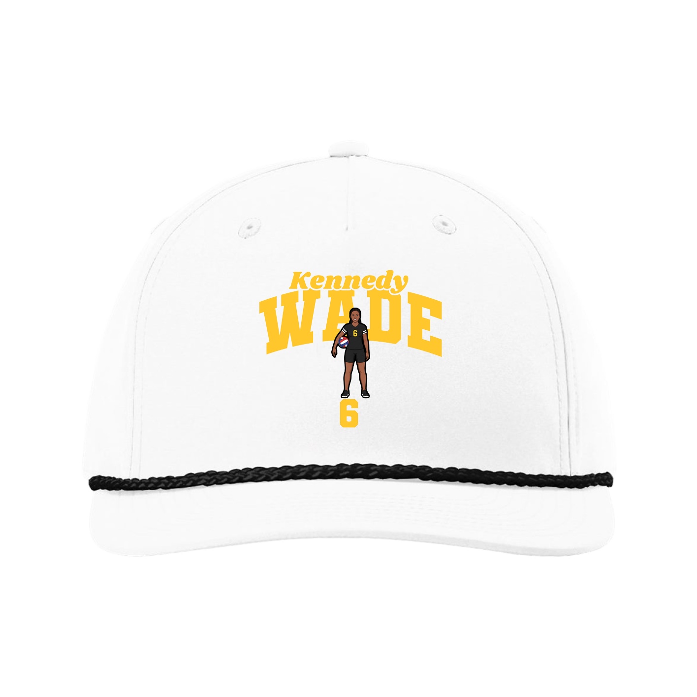 Five-Panel Classic Rope Cap — Signature Arch in White