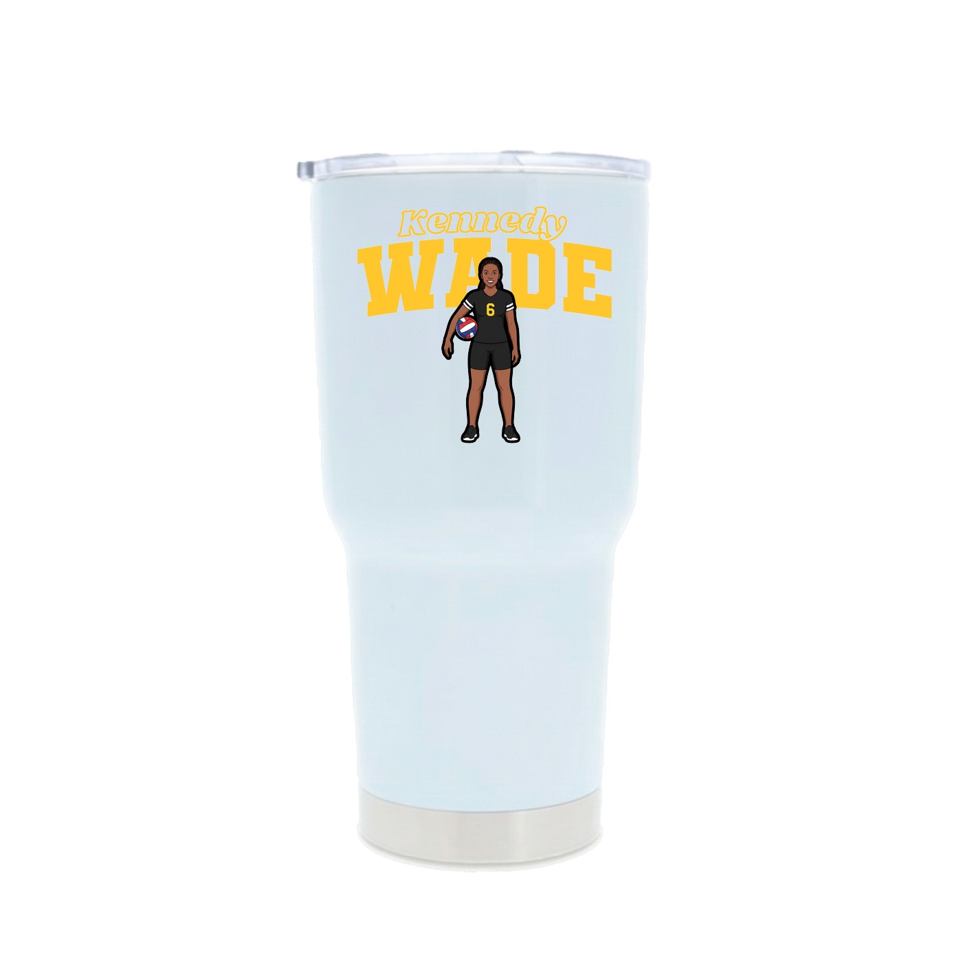30oz Stainless Steel Tumbler — Name Arch in White