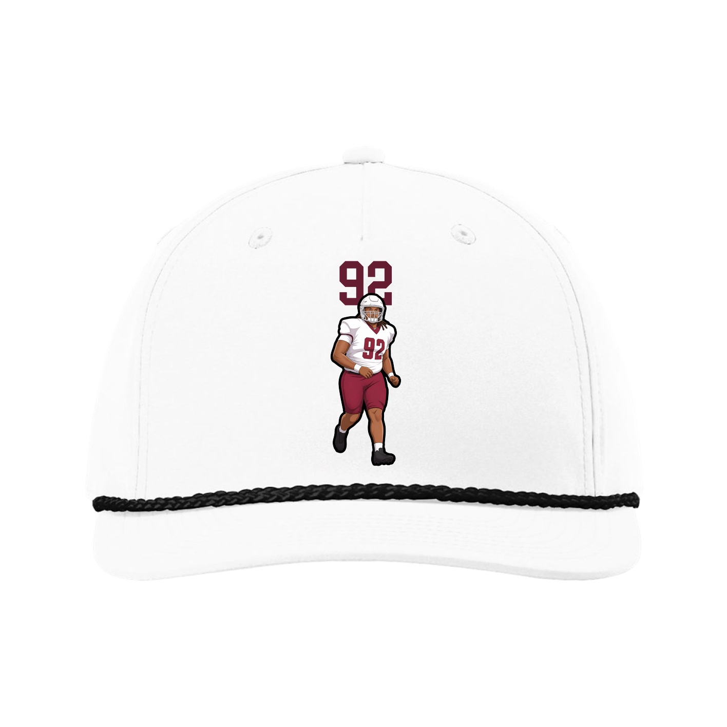 Five-Panel Classic Rope Cap — Number Top in White