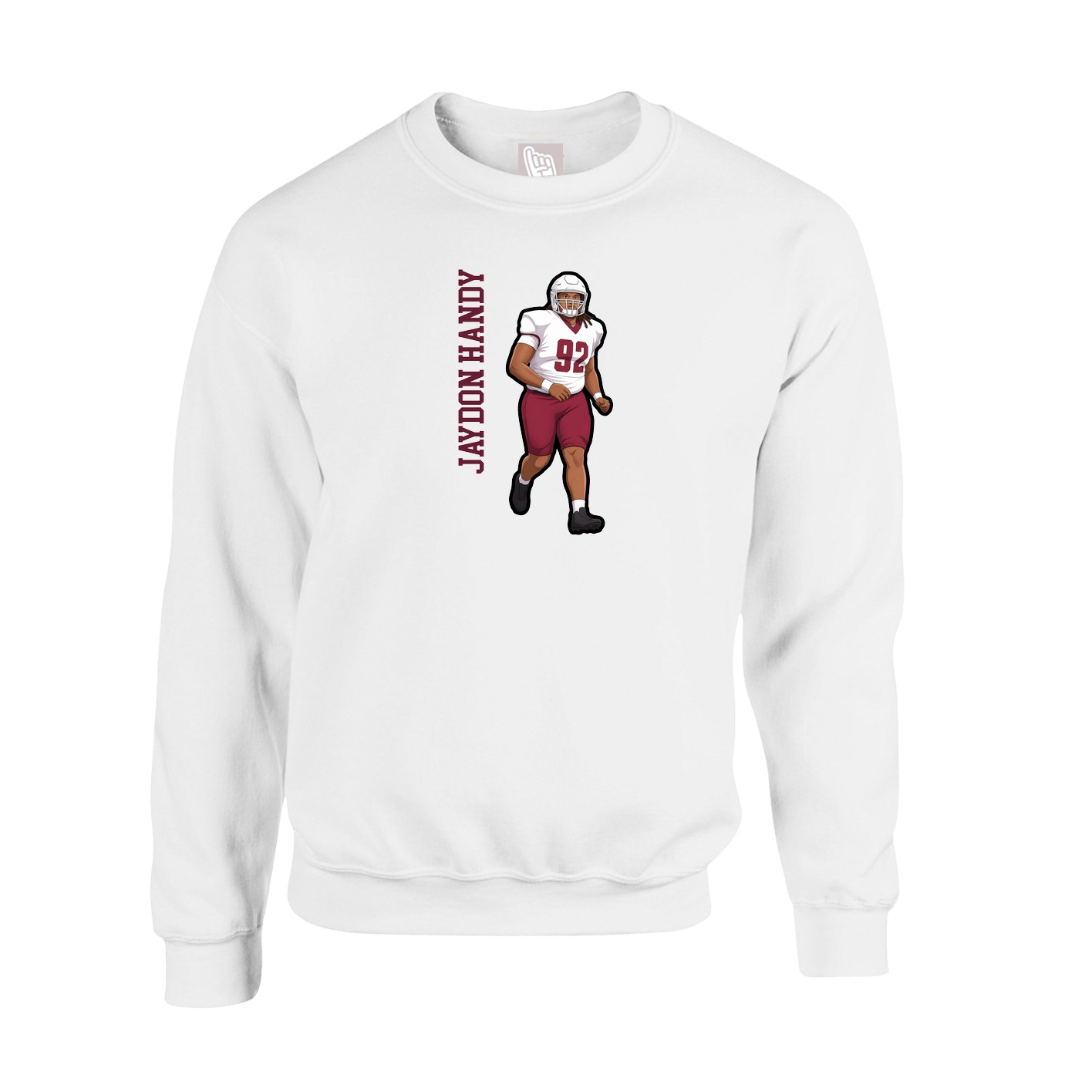 Fleece Crew — Name Vertical in White