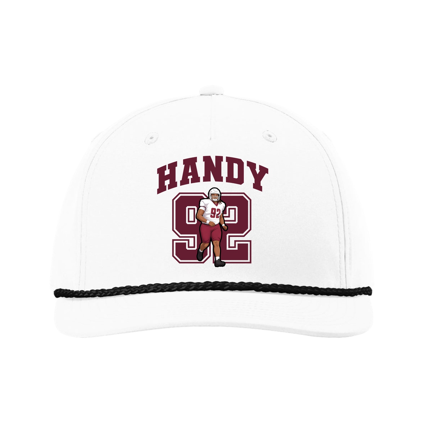 Five-Panel Classic Rope Cap — Number in White