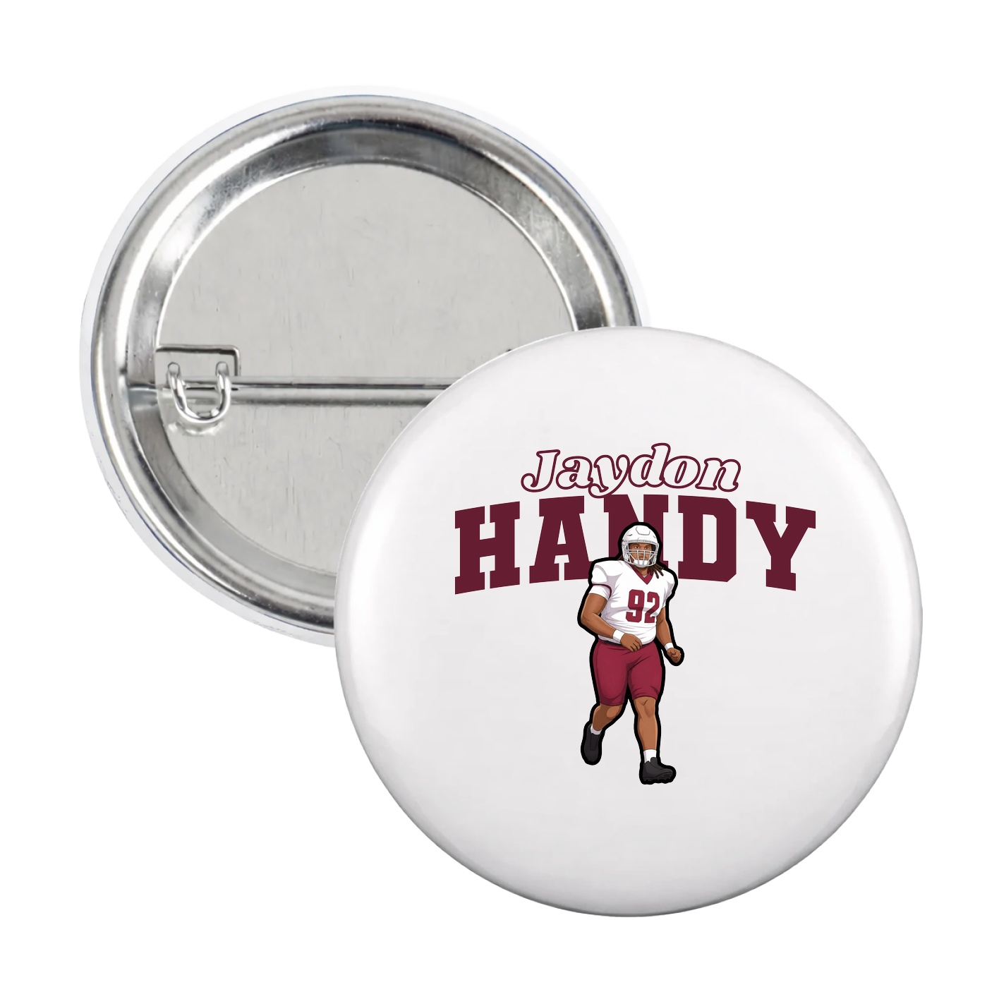 Game Day Button — Name Arch in White