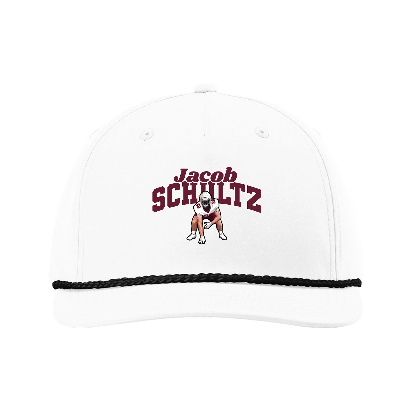 Five-Panel Classic Rope Cap — Signature Arch in White