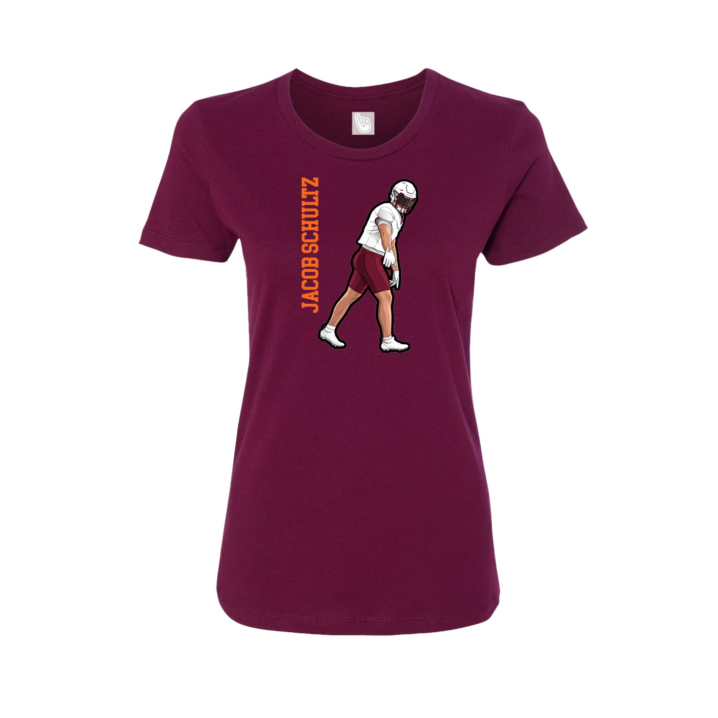 Fitted Women's Tee — Name Vertical in Maroon