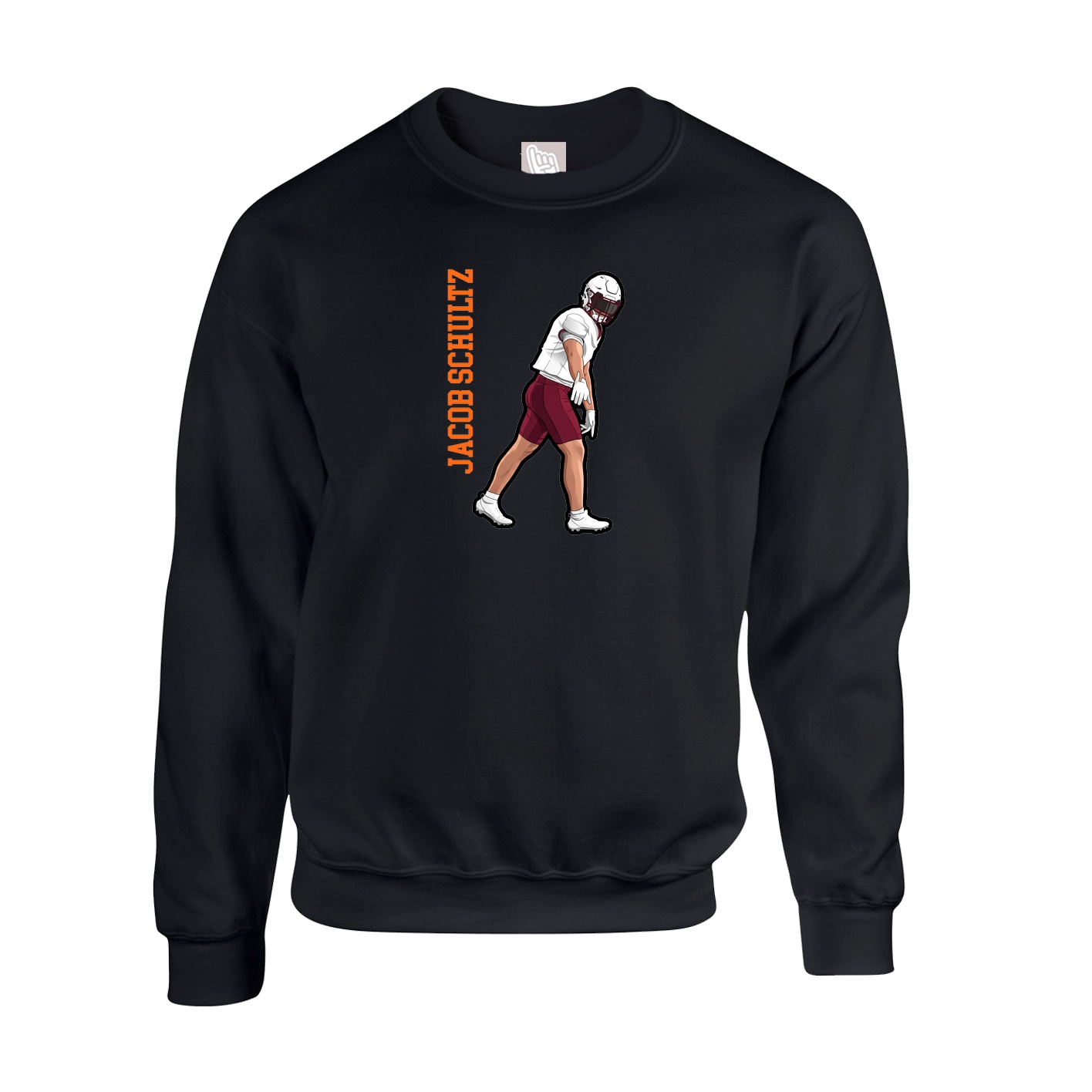 Fleece Crew — Name Vertical in Black