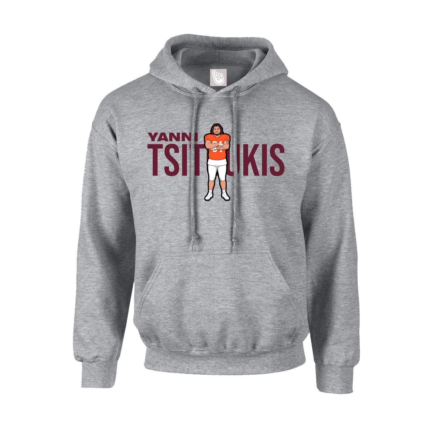 Hoodie — Player Name in Grey