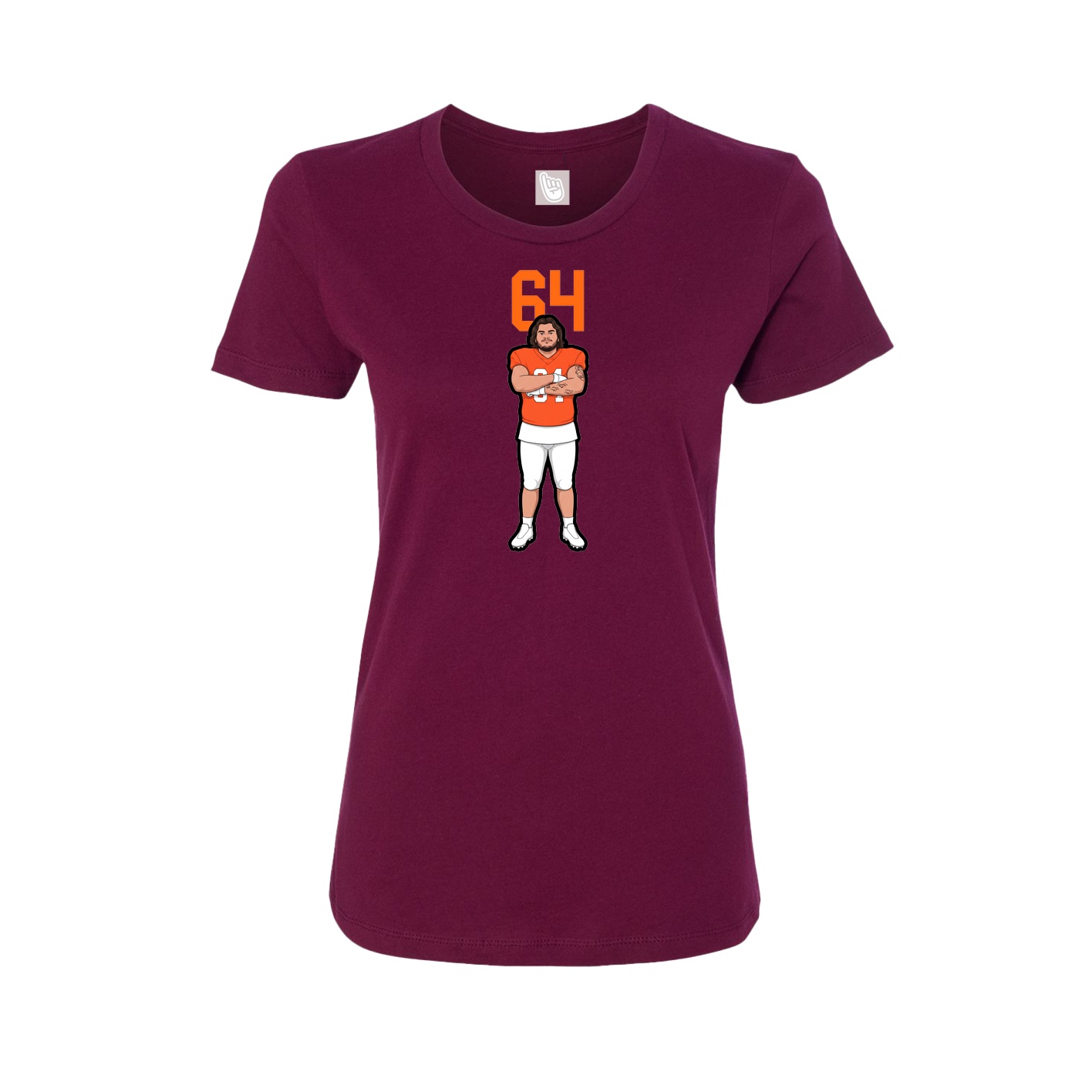 Fitted Women's Tee — Number Top in Maroon