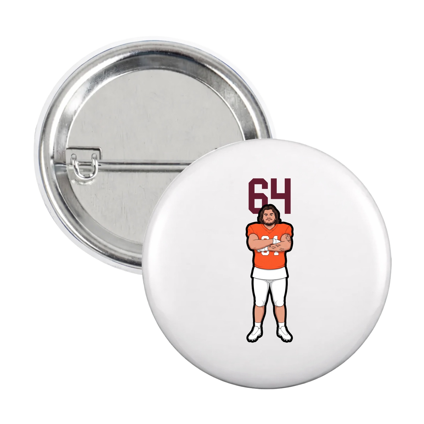 Game Day Button — Number Top in White