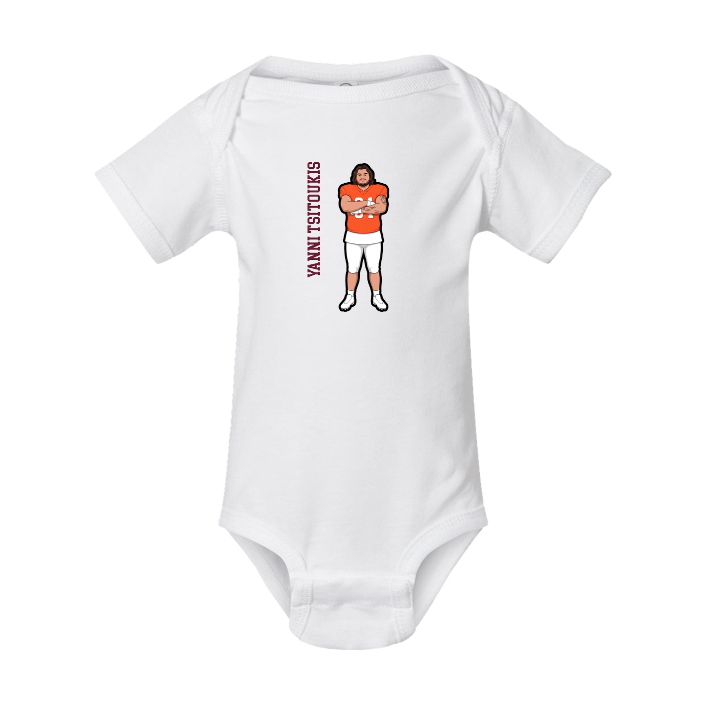 Baby Onesie — Name Vertical in White