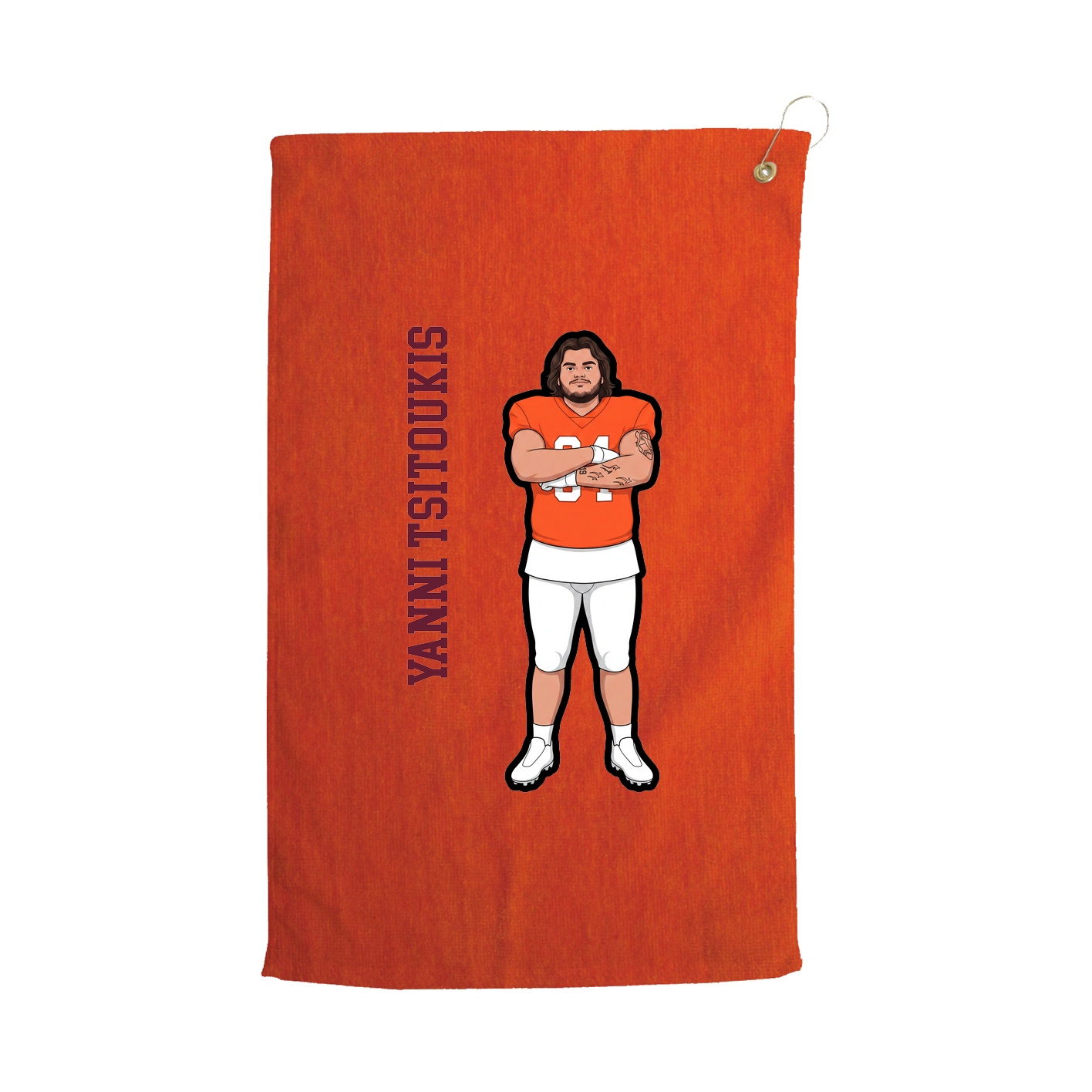 Golf Towel — Name Vertical in Orange