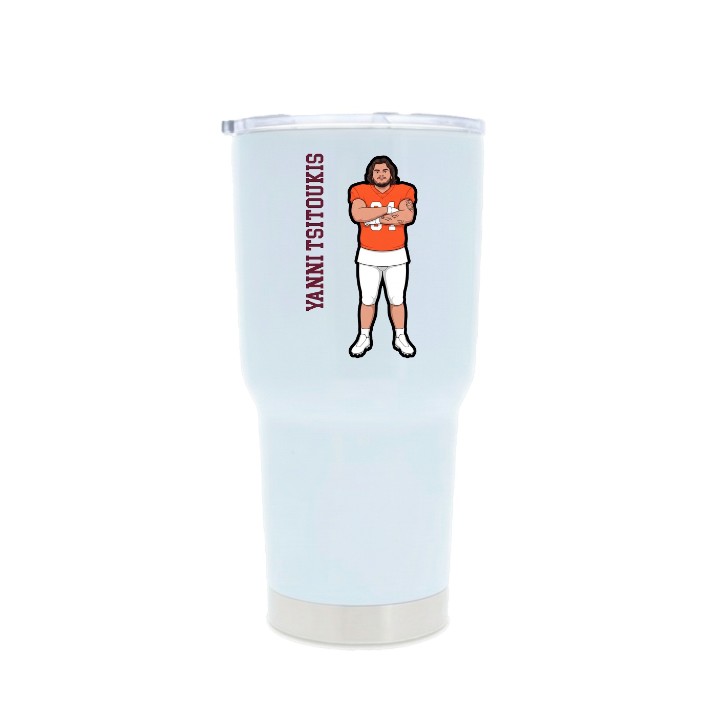 30oz Stainless Steel Tumbler — Name Vertical in White